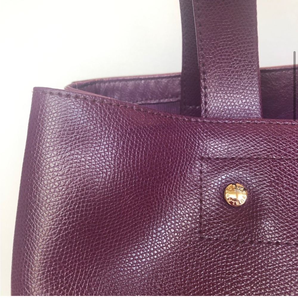 Furla Deep Plum Leather Tote with Gold Logo - Picture 7 of 11